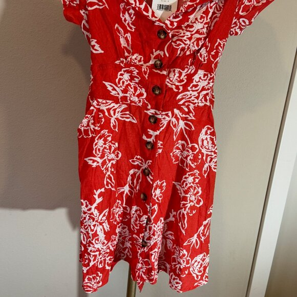 Free People A Thing Called Love Linen Floral Midi Dress in Red Womens 4 - *NWT!* - Picture 8 of 12